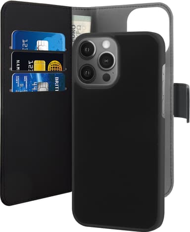 Puro 2in1 iPhone 13 Pro lompakkokotelo (musta)