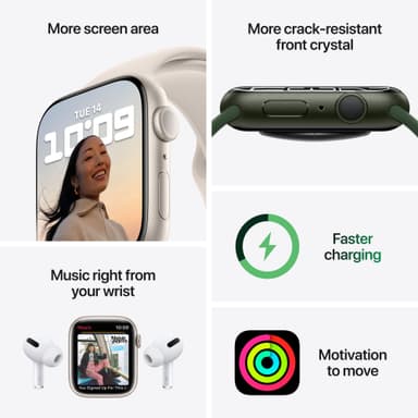 Apple Watch Series 7 41 mm GPS (yö alu. / yö urheiluranneke)