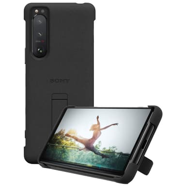 Sony Xperia 5 III Style Cover suojakuori jalustalla (musta)