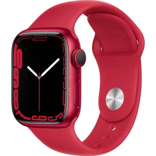 Apple Watch Series 7 41 mm eSIM (pun. alu./punainen urheiluranneke)