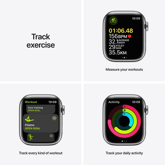 Apple Watch Series 7 41 mm eSIM (hop. ter./tähtivalk. urheiluranneke)