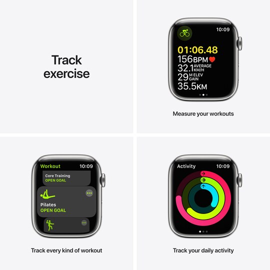 Apple Watch Series 7 45 mm eSIM (hop. ter./tähtivalk. urheiluranneke)