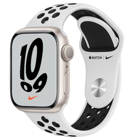 Apple Watch Series 7 Nike 41 mm GPS (tähti. alu./plat.mus. urheilura.)