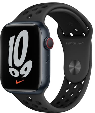 Apple Watch Series 7 Nike 45 mm eSIM (yö. alu./antr. mus. urheilura.)