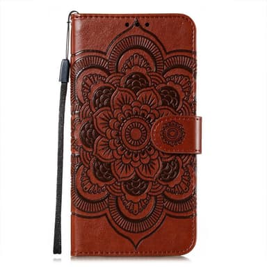 SKALO Samsung A22 4G Mandala lompakkokotelo - Ruskea
