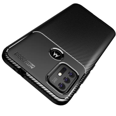 SKALO Moto G30 Carbon Fiber TPU-suojakuori - Musta