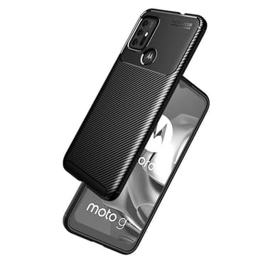 SKALO Moto G30 Carbon Fiber TPU-suojakuori - Musta