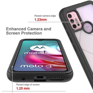 SKALO Moto G20/G30 Iskunkestävä Clear Hybridi Suojakuori - Musta