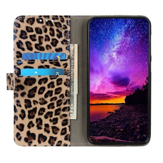 SKALO Samsung A52/A52s Leopardikuvioinen lompakkokotelo PU-nahasta.