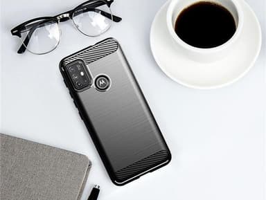 SKALO Moto G30 Armor Carbon Iskunkestävä TPU suojakuori - Harmaa