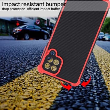 SKALO Samsung A22 4G Armor Hybrid Bumper Suojakuori - Punainen