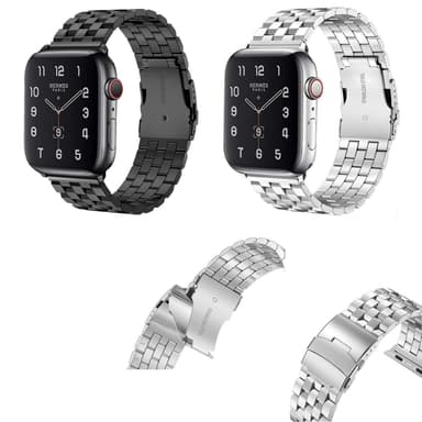 SKALO Nelikulmainen Teräsranneke Apple Watch 42/44/45/49mm - Hopea
