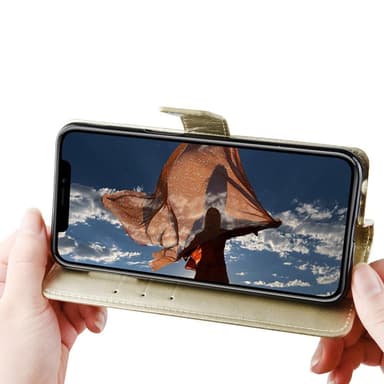SKALO Samsung A52/A52s Crazy Horse lompakko PU nahka - Kulta