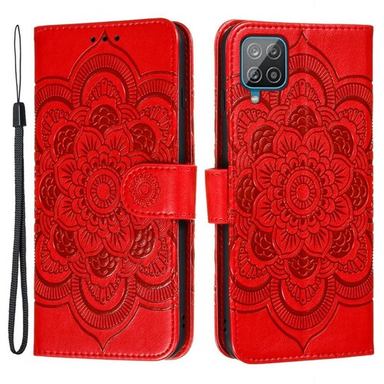 SKALO Samsung A22 4G Mandala lompakkokotelo - Punainen