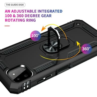 SKALO Samsung A22 5G Armor Hybridi metallirengas kuori - Musta