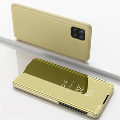SKALO Samsung A22 5G Clear View Mirror Lompakko - Kulta