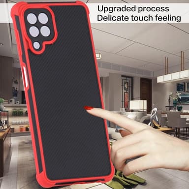 SKALO Samsung A22 4G Armor Hybrid Bumper Suojakuori - Punainen