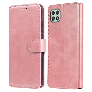 SKALO Samsung A22 5G Classic Lompakkokotelo - Ruusukulta