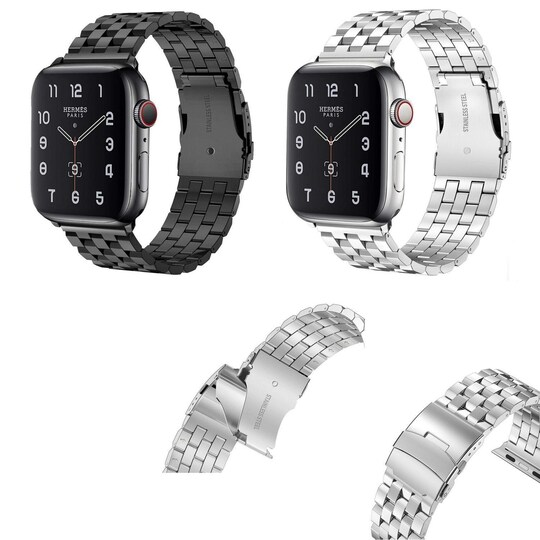 SKALO Nelikulmainen Teräsranneke Apple Watch 38/40/41mm - Hopea