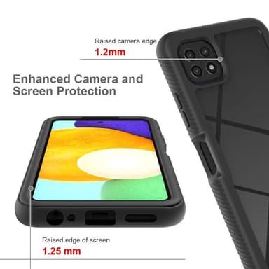 SKALO Samsung A22 5G Iskunkestävä Clear Hybridi Suojakuori - Musta