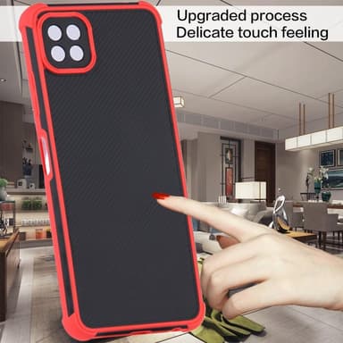 SKALO Samsung A22 5G Armor Hybrid Bumper Suojakuori - Punainen
