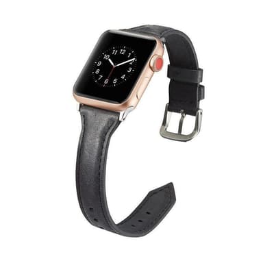 SKALO Kapea Nahkaranneke Apple Watch 42/44/45/49mm - Musta