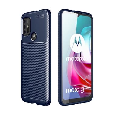 SKALO Moto G30 Carbon Fiber TPU-suojakuori - Sininen