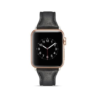 SKALO Kapea Nahkaranneke Apple Watch 42/44/45/49mm - Musta