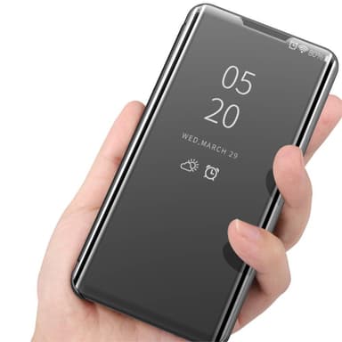 SKALO Samsung A22 4G Clear View Mirror Lompakko - Musta