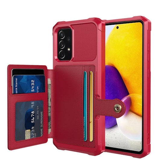 SKALO Samsung A52/A52s Iskunkestävä kuori lompakolla - Punainen