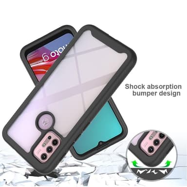 SKALO Moto G20/G30 Iskunkestävä Clear Hybridi Suojakuori - Musta