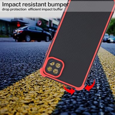 SKALO Samsung A22 5G Armor Hybrid Bumper Suojakuori - Punainen
