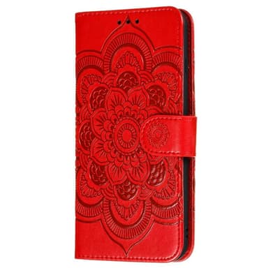 SKALO Samsung A22 4G Mandala lompakkokotelo - Punainen