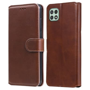 SKALO Samsung A22 5G Classic Lompakkokotelo - Ruskea