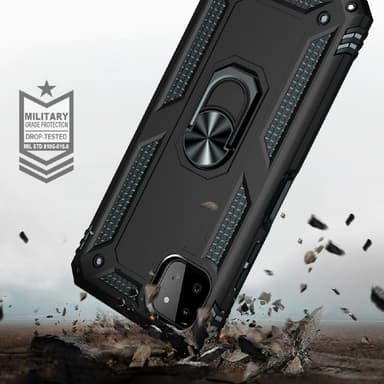 SKALO Samsung A22 5G Armor Hybridi metallirengas kuori - Musta