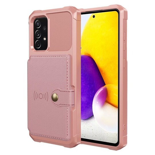 SKALO Samsung A52/A52s Iskunkestävä kuori lompakolla - Pinkki