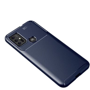 SKALO Moto G30 Carbon Fiber TPU-suojakuori - Sininen