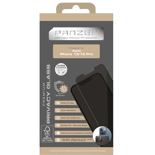Panzer Full-Fit Privacy 2-way iPhone 13/13 Pro näytönsuoja