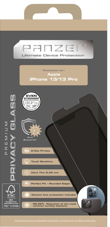 Panzer Full-Fit Privacy 2-way iPhone 13/13 Pro näytönsuoja