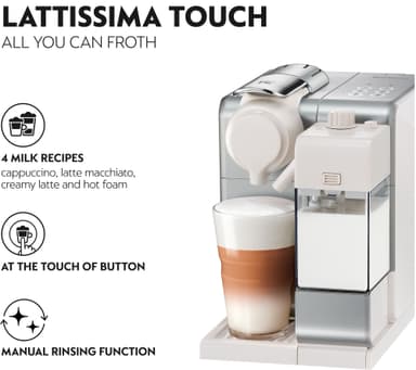 NESPRESSO® Lattissima Touch kapselikeitin, DeLonghi EN560S (hopea)