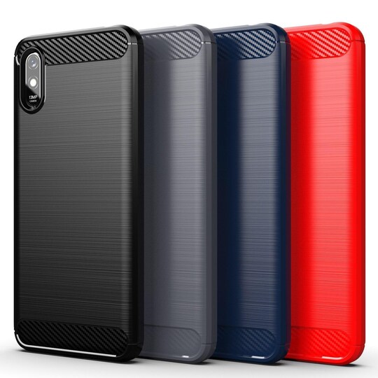 SKALO Xiaomi Redmi 9A Armor Carbon Iskunkestävä TPU suojakuori - Musta