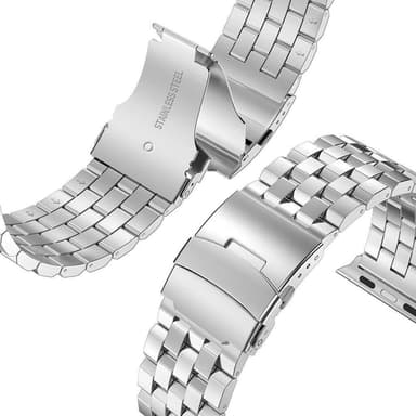 SKALO Nelikulmainen Teräsranneke Apple Watch 42/44/45/49mm - Hopea