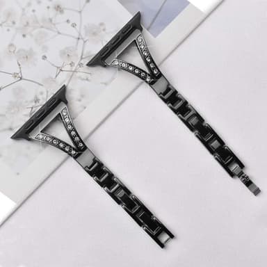SKALO Kapea Teräsranneke Bling Apple Watch 38/40/41mm - Musta