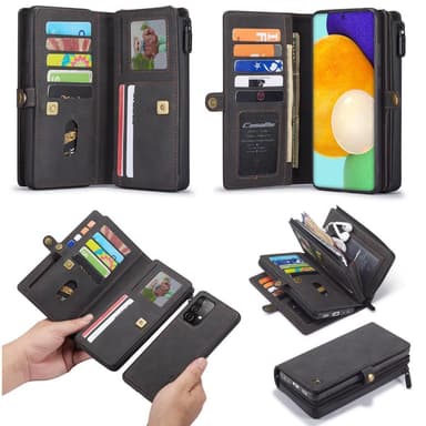 CaseMe Samsung A52/A52s CaseMe Big Wallet 2in1 Magnet Lompakkokotelo - Musta
