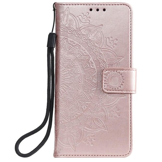 SKALO Samsung A52/A52s Mandala lompakkokotelo - Ruusukulta
