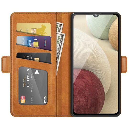 SKALO Samsung A22 5G Premium Wallet Lompakkokotelo - Vaaleanruskea
