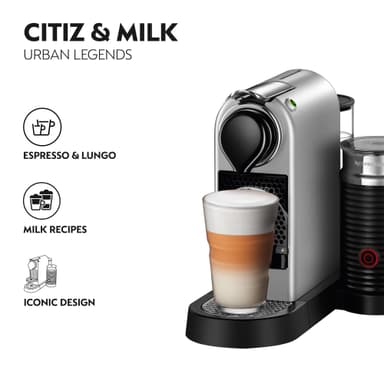 NESPRESSO® CitiZ&Milk kapselikeitin, Krups XN761B10WP (hopea)