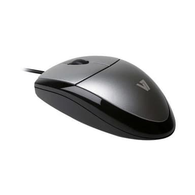 V7 MV3000010-5EC, Optinen, USB A-tyyppi, 1000 DPI, Musta, Hopea