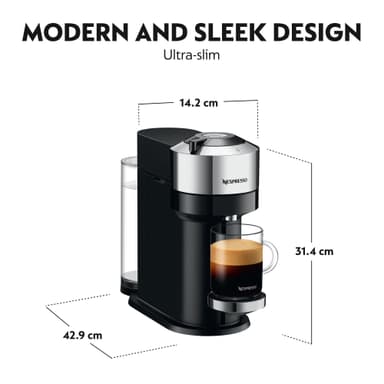 NESPRESSO® Vertuo Next kapselikeitin, DeLonghi ENV120CAE (Pure Chrome)