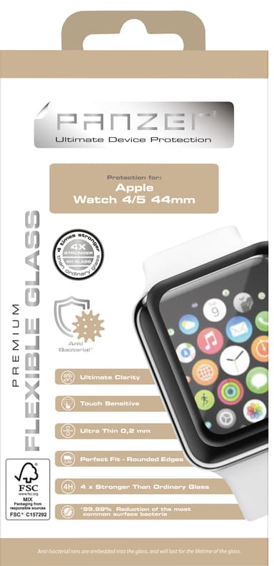 Panzer Apple Watch 4/5 44 mm joustava lasinen näytönsuoja